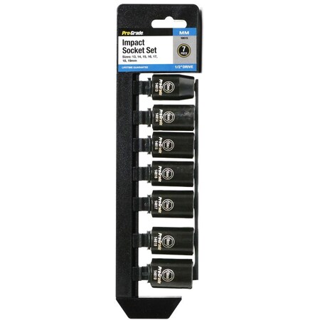 Pro-Grade Tools 7 Pc. 1/2" Dr. Metric Impact Socket Set 19615